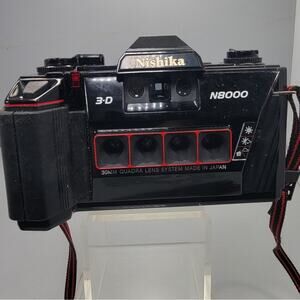Nishika N8000 3D 35mm Film Camera w/30mm Quadra Lens #228 Tested Working